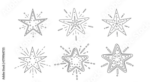 Whimsical hand-drawn stars sparkling with festive energy, perfect for celebration and magic.