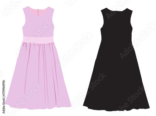 women pink dress isolated on white background vector illustration ,dress mockup