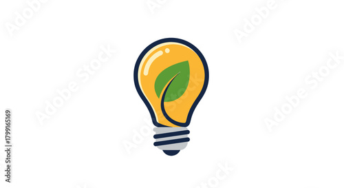 Bright idea concept: a lightbulb with a green leaf inside, symbolizing eco-friendly innovation and sustainability.