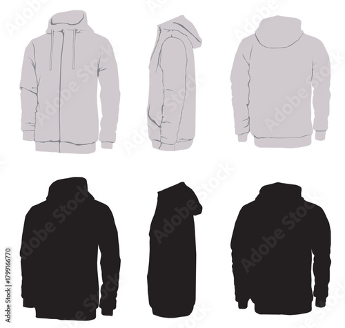 vector illustration of a set of hoodie sweatshirt