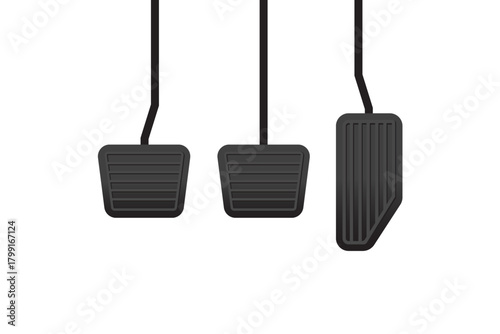 Car Accelerator, Brake and clutch pedal vector illustration on white background.