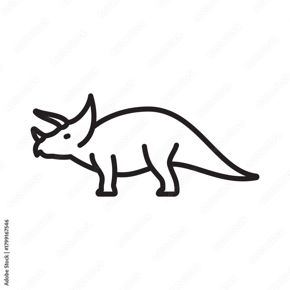 Fototapeta premium Triceratops icon line vector design in trendy style
