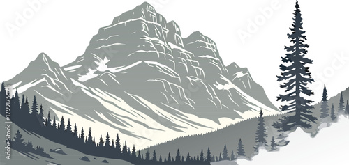 Panorama of desert mountain silhouettes in deep black, clean lines, high-resolution vector artwork, isolated on transparent background.