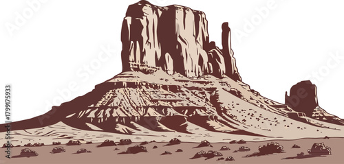 Vast desert mountain silhouettes in glowing sunrise colors, detailed vector layers, smooth tonal blending, ultra-HD quality, isolated PNG with no background.