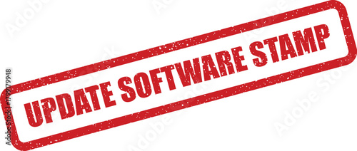A distinct red grunge effect stamp displaying the important directive update software stamp