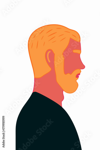 Flat Design Male Profile Vector Illustration