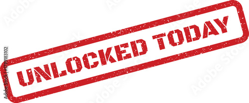 Authentic textured rubber stamp displaying an UNLOCKED TODAY notification for immediate digital access