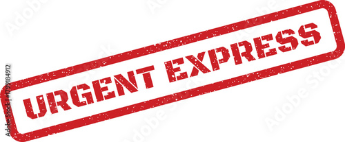 Bold URGENT EXPRESS text on a red distressed rectangular stamp, denoting swift action or rapid delivery service