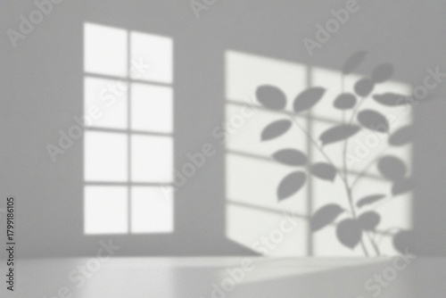 The shadow of a plant on a wall, capturing the interplay of light and shadow