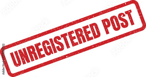 Distressed rectangular rubber stamp graphic displaying important UNREGISTERED POST text in bold capital letters for official documents