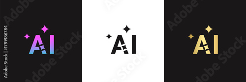 AI logo icon set. Artificial intelligence symbol vector collection