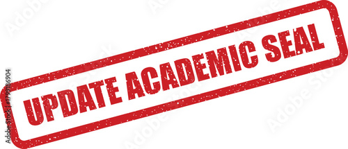 Distressed rectangular rubber stamp graphic displaying UPDATE ACADEMIC SEAL for official documents and educational status updates