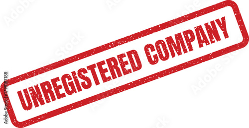 Distressed rectangular rubber stamp mark with UNREGISTERED COMPANY indicating business status