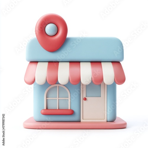cute 3d shop icon with pastel colors