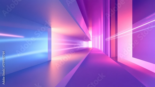 Fototapeta Naklejka Na Ścianę i Meble -  Abstract neon tunnel showing speed and futuristic light movement