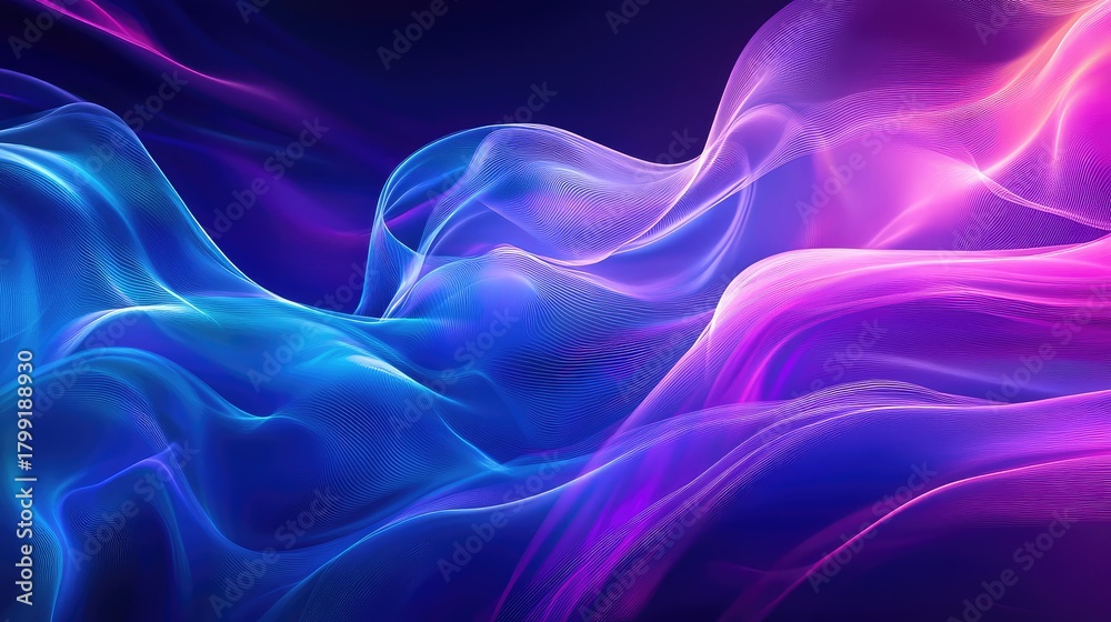 Obraz premium Abstract flowing neon waves generating digital energy