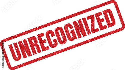 Distressed red rectangle stamp with unrecognized text for official documents indicating invalid or unknown status