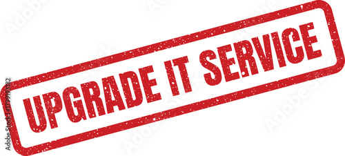 Distressed red rubber stamp with text indicating an enhanced information technology service offering or solution