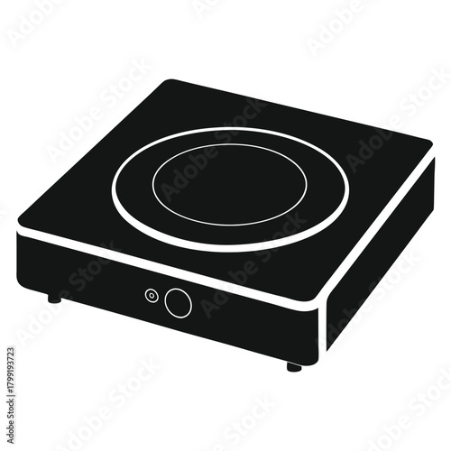 Isolated black induction cooker provides minimalist representation of cooking convenience and modern technology