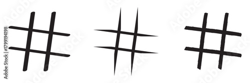 Hashtag icons set. Hashtag icon seo search engine optimization icon. Hashtag crossing. Set of social media hashtags. Hashtag icon set for web and mobile app.