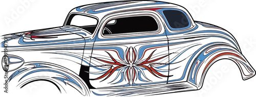 Classic car illustration with detailed artistry