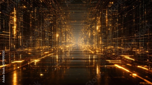 Fototapeta Naklejka Na Ścianę i Meble -  Digital data stream tunnel flowing through network