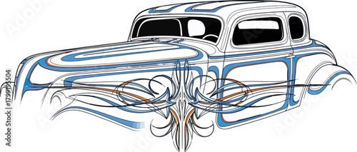 Classic car illustration with decorative elements