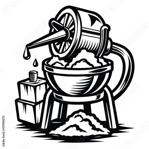 The black and white oil press machine is squeezing liquid into the container