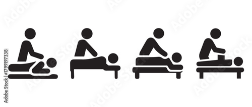 Massage therapy icons set. relaxation and wellness spa symbols.