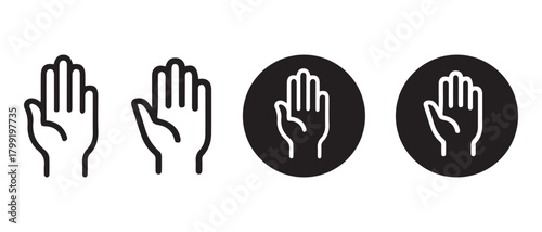 Hand icon stop gesture vector outline symbol set graphic element.