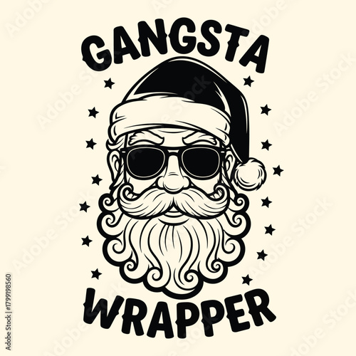 Santa gangsta wrapper illustration