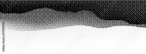 Pixel bitmap bg with bit pattern and gradient dither for 8 black background. Game vanishing vintage and fade effect with 2d background and horizontal mosaic illustration. Tile speckle and simple