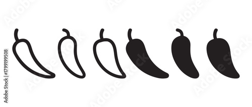Chili pepper rating icons for spiciness scale measurement system.
