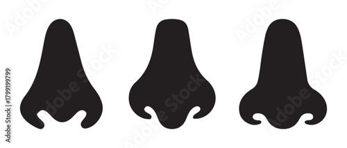 distinct black human nose silhouettes on white background.
