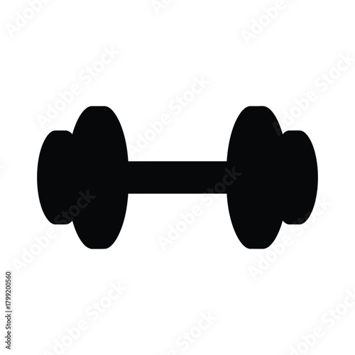Dumbbell icon simple black glyph illustration perfect for fitness apps and gym-related designs isolated on a white background