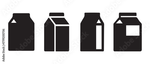 Collection of milk cartons vector icons graphic illustration design.
