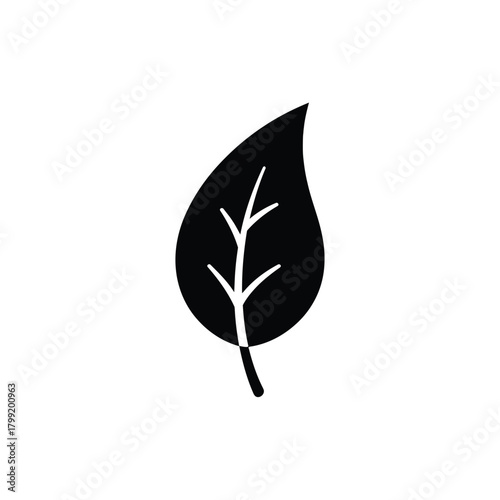 Isolated leaf icon simple flat glyph design element for nature-related infographics and presentations