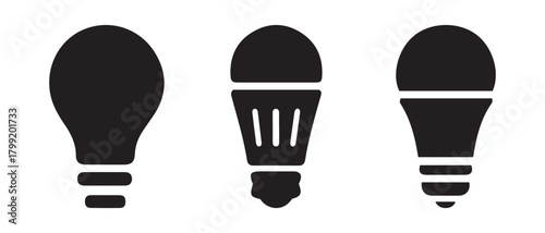 Outline icons of traditional and modern led light bulb types.