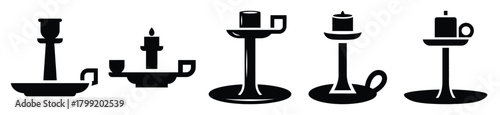 candle holder vector design with black silhouette and white background