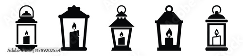 candle lantern vector design with black silhouette and white background