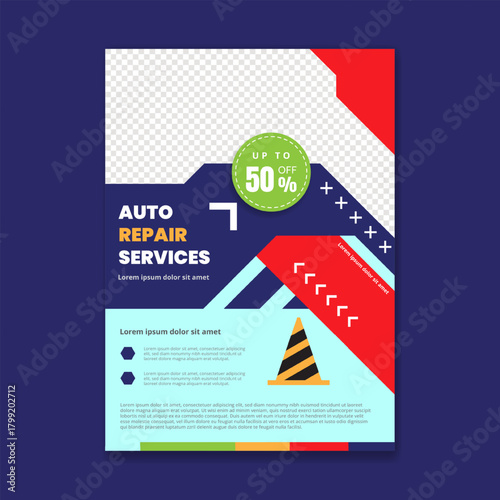 Auto mechanic care repair and car rent service flyer or poster