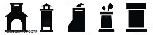 fireplace chimney vector design with black silhouette and white background