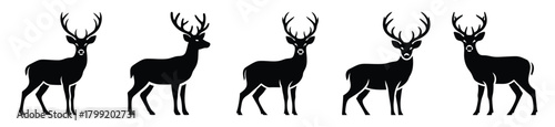 forest deer vector design with black silhouette and white background