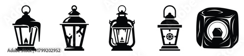 frozen lantern glow vector design with black silhouette and white background