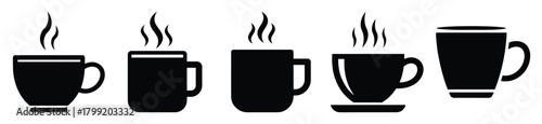 hot coffee vector design with black silhouette and white background