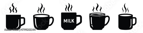hot milk mug vector design with black silhouette and white background