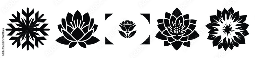 Obraz premium ice flower vector design with black silhouette and white background