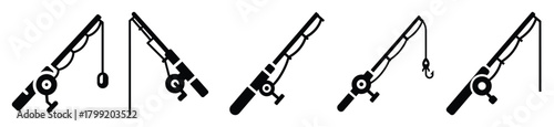 ice fishing rod vector design with black silhouette and white background