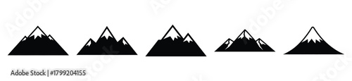 snow cap mountain vector design with black silhouette and white background