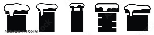 snow capped chimney vector design with black silhouette and white background